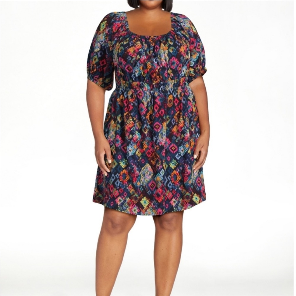 Terra and Sky Puff Sleeve Tie back dress
